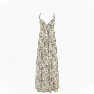Bird & Knoll Xiola Floral Maxi Dress in Dot Print Off White Size M